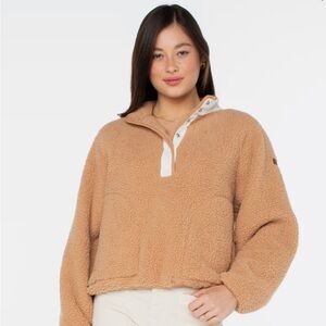Cozy Tan Fleece Pullover Jacket